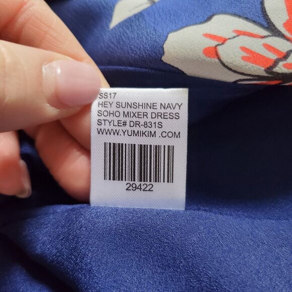 Yumi Kim Wrap Dress Silk XS Blue Floral Whimsi Garden Party Flirty Cottagecore - Picture 5 of 10